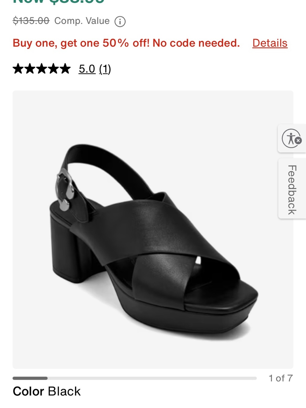 AEROSOLES Black Crisscross Platform Block Heel Sandal